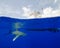 An Oceanic White-Tip Shark and Scuba Diver Swim Below a Dive Boat in the Bahamas