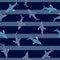 Oceanic whitetip shark seamless pattern in scandinavian style. Marine animals background. Vector illustration for children funny