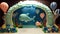 Oceanic Wonders Cake, Birthday Backdrop Background, Made with Generative AI