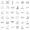 Oceanological icons set, outline style