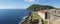 Oceanview from the Fort of SÃ£o SebastiÃ£o, partial view of the bastions and Mount Brazil, Angra do HeroÃ­smo, Portugal