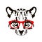 Ocelot face in glasses vector illustration flat