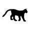 Ocelot Leopardus pardalis Walking On a Side View Silhouette Found In Map Of Central And South America.