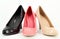 Ocher pink and black women shoes