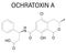 Ochratoxin A mycotoxin molecule. Skeletal formula. Chemical structure