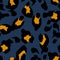 Ochre Leopard Vector Seamless Pattern Blue