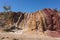 Ochre mine, used by aboriginal Australian as raw material for paintings and ceremonial body decoration. Vertical cuts. Ochre Pits