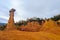 Ochre rock formations in French Colorado, Provence, France