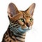 Ocicat cat head portrait realistic.