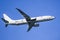 Oct 12, 2019 San Francisco / CA / USA - Close up of Boeing P-8 Poseidon US Navy aircraft in mid-flight; San Francisco Fleet Week