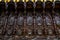 Oct 2018 - Cordoba, Spain - The wooden carved seats of the choir of Mezquita, Catedral de Cordoba