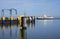 Oct 7, 2015 Lewes Delaware: Cape Henlopen car ferry arrives at the dock at Lewes Delaware.