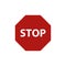 Octagonal red stop mark sign. Vector.