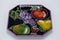 Octagonal shaped six inch fruit plate in miscellaneous colors