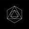 Octahedron from Metatrons cube, sacred geometry illustration with construction lines on black