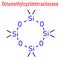 Octamethylcyclotetrasiloxane D4 silicone molecule. Skeletal formula. Chemical structure
