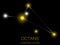 Octans constellation. Bright yellow stars in the night sky. A cluster of stars in deep space, the universe. Vector illustration