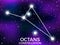 Octans constellation. Starry night sky. Cluster of stars and galaxies. Deep space. Vector