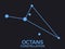 Octans constellation. Stars in the night sky. Cluster of stars and galaxies. Constellation of blue on a black background. Vector