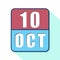 october 10th. Day 10 of month,Simple calendar icon on white background. Planning. Time management. Set of calendar icons for web