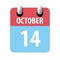 october 14th. Day 14 of month,Simple calendar icon on white background.  Planning. Time management. Set of calendar icons for web