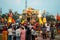 October 19th 2022, Dehradun, Uttarakhand, India. Ravana, Kumbkarana and Meghnath effigies during Vijayadashmi festival fair with