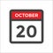 October 20 calendar icon with day of month