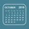 October 2018 calendar. Calendar planner design template. Week st