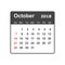 October 2018 calendar. Calendar planner design template. Week st