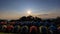 October 2022 Camping grounds Evening time the sun rays with blue cloud sky background at Doi Samer Dow National Park sri nan, view