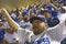 OCTOBER 26, 2018 - LOS ANGELES, CALIFORNIA, USA - DODGER STADIUM: fans celebrate as LA Dodgers defeat Boston Red Sox 3-2 in game 3