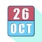 october 26th. Day 26 of month,Simple calendar icon on white background. Planning. Time management. Set of calendar icons for web