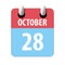 october 28th. Day 28 of month,Simple calendar icon on white background.  Planning. Time management. Set of calendar icons for web