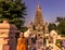 October 30, 2014: Monk by the Mahabodhi Buddhist temple in Bod