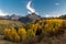 October 4, 2019 - Ridgway, Colorado, USA - San Juan Mountains In Autumn, near Ridgway Colorado - Dallas Creek West off Highway 62 