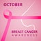 October Breast Cancer Awareness month. International day against breast cancer. Womans breast silhouette. Pink awareness