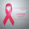 October breast cancer awareness month in. Realistic pink ribbon symbol. Medical Design. Vector illustration