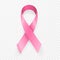 October breast cancer awareness month in. Realistic pink ribbon symbol on transparent background. Medical Design. Vector illustrat