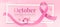 October, Breast cancer awareness month text in white frame and pink ribbon rolling around with butterfly on curve soft pink