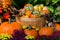 An October Halloween scene showing pumpkins and gourds