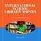 This october, international school library month text and african american girl reading book