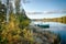 October landscape over Swedish lake