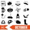 October month theme set of simple icons