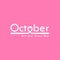 October typographical & Hand Pink ribbon icon.Breast Cancer October Awareness Month Typographical Campaign