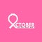 October typographical & Hand Pink ribbon icon.Breast Cancer October Awareness Month Typographical Campaign