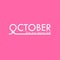 October typographical & Hand Pink ribbon icon.Breast Cancer October Awareness Month Typographical Campaign