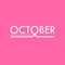 October typographical & Hand Pink ribbon icon.Breast Cancer October Awareness Month Typographical Campaign