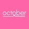 October typographical & Hand Pink ribbon icon.Breast Cancer October Awareness Month Typographical Campaign