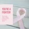 This october unite in support of breast cancer awareness month text and pink ribbon on table