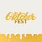 Octoberfest hand written calligraphy lettering poster or card on beer background.